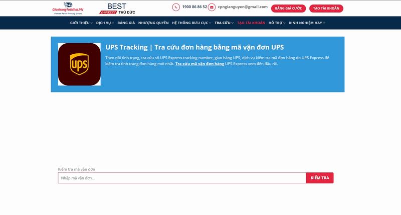 Tra cứu đơn hàng UPS trên GiaoHangTotNhat.VN