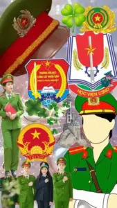 Mảng sáng nghiêng qua vai làm sắc phục xanh rêu của chiến sĩ nổi rõ trong khung ảnh dọc.