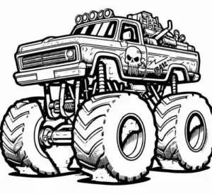 Trang tập tô màu Steelzilla có thân xe mọc sừng, mắt đèn dữ nhưng nét vẽ tròn làm hình nhìn vui