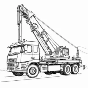 Bánh bánh xích kéo xe cẩu qua nền đất, công nhân đứng cạnh biển báo tam giác