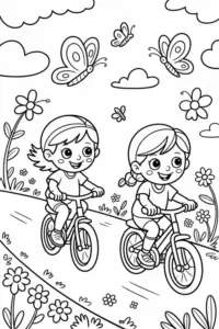 Trang tập tô màu xe thăng bằng đặt cạnh mũ bảo hiểm, khung thấp và bánh dày dễ tô