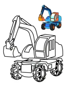 Chiếc gầu xúc mở rộng trước đống đá, tay cần nối liền thân xe chắc khỏe