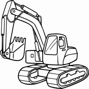 Nền công trường có hàng rào thấp, mẫu tô màu xe đào đang xúc đất