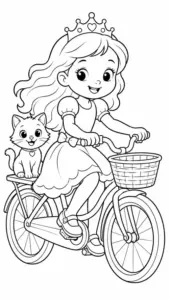 Tải hình tô màu chuông leng keng trên tay lái, cạnh giỏ trước có nơ nhỏ đáng yêu
