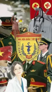 Khoảnh khắc lễ chào cờ có hàng quân đứng nghiêm, nền đỏ phía sau tạo cảm giác rất trang trọng.