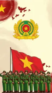 Trong phòng làm việc sáng vừa, chiến sĩ thực hiện nhiệm vụ trực ban bên bàn giấy và máy bộ đàm.