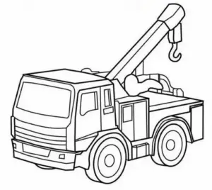 Cần vươn to lớn nghiêng qua cabin, tranh xe xây dựng cho bé nhìn vui và dễ hiểu