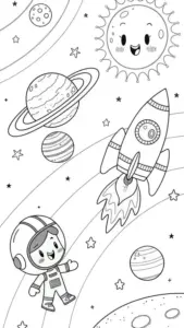Tàu Apollo 11 được vẽ đơn giản sau lưng phi hành gia, nền tranh có cờ nhỏ và sao thưa.