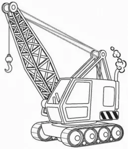 Xe xe nâng hàng đặt pallet cạnh cần cẩu, hình tô màu xe công trình có nét rõ