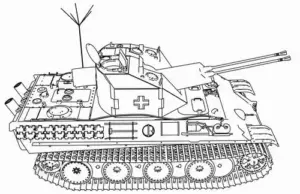 Trang tập tô màu xe tăng T34 chạy sát bên KB44, thân xe gọn, nòng pháo thẳng và nền đường lầy nhiều vệt bánh