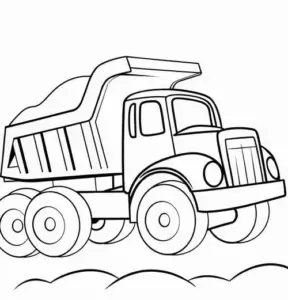 Đường đất cong quanh công trường, xe ben chạy qua bụi cỏ và vài cọc tiêu sọc