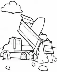 File in rõ nét cho thấy xe ben chở gạch, thùng sau rộng và bánh xe viền đậm