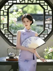 Cô nàng tóc ngắn mặc áo cardigan xanh, nghiêng nhẹ bên cửa sổ với nụ cười dễ mến