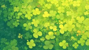 Họa tiết lá tròn gợi văn hóa Celtic, đặt giữa khung nền xanh mềm và ánh sáng ban mai.