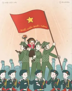 Từ góc thấp nhìn lên, hàng quân ngay ngắn tạo thành nhịp ảnh chắc khỏe giữa sân thao trường.