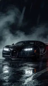 Qua kính lái tối màu, buồng lái Bugatti hiện lên gọn gàng với ghế da và vô lăng thể thao.