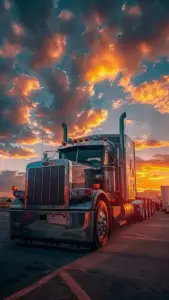 Xe ben công trình nâng thùng sau, đất đá trượt xuống cạnh hàng rào sắt màu xanh.