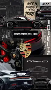 Một bộ nền Porsche nét cao bắt khoảnh khắc xe đỏ vào cua, khói phủ sát bánh.