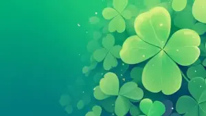 Bức nền chụp ngang có chiếc lá bốn cánh ở trung tâm, phía sau là lớp cỏ mờ mềm.