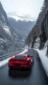 Một chiếc Ferrari F8 Tributo đỏ lướt qua khúc cua, mâm xe thể thao xoay mờ trong nắng chiều.