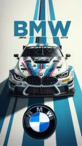 Hình nền xe BMW 4k đặt xe trắng giữa bãi đỗ rộng, bóng mây hiện rõ trên kính trước.