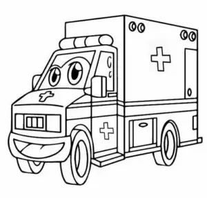 Trong tình huống cấp bách, chiếc xe cứu thương bật đèn nóc và chạy qua con đường có nhà nhỏ hai bên.