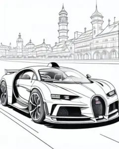 Bản hình tô màu Lamborghini nhìn từ bên hông, nổi bật với mui xe thấp và kính cửa dài.