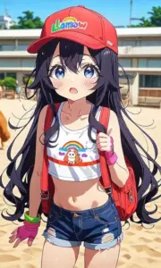 Bộ ảnh Xuka đi biển đáng yêu với màu sắc nhẹ nhàng và nét vẽ anime mềm mại