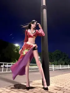 Cô nàng nữ coser diện đồ Nico Robin ngồi đọc sách, mái tóc đen rủ nhẹ bên gò má