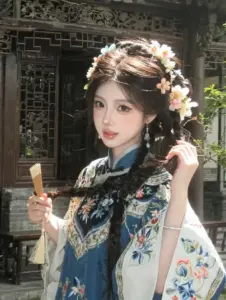 Cô nàng váy vàng bước qua cầu gỗ, tà áo thướt tha nổi bật giữa vườn xanh