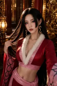 Người đẹp hóa thân Perona với váy hồng, dù ren và biểu cảm kiêu kỳ giữa căn phòng vintage