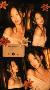 Không khí K-pop hiện rõ trong collage cam, cô gái tóc dài tạo dáng bên hoa nhỏ