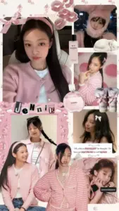 Sắc hồng pastel phủ đầy khung ảnh cô gái mặc cardigan, tạo dáng nhẹ với vẻ dịu dàng