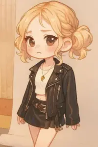 Rosé chibi cute với mái tóc vàng, ánh mắt long lanh và vibe công chúa khiến tim rung rinh