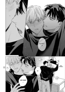 Trang manga đen trắng vẽ hai chàng trai kề mặt, BL hiện rõ qua ánh nhìn gần gũi