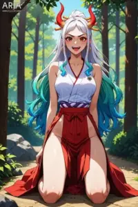Nữ chiến binh Wano bước qua mép sóng, bikini xanh làm nổi bật dáng cao khỏe khoắn