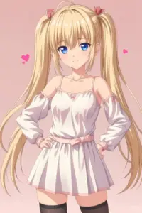 Gam màu neon bao quanh ảnh anime 18+ có nhân vật tóc xanh mặc áo khoác da