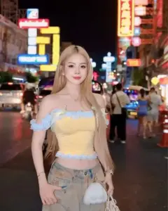 Sóng biển phía sau làm vẻ đẹp ngọt lịm mềm hơn khi nàng chỉnh dây áo