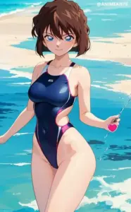 81 Ảnh Haibara Ai Mặc Bikini Sexy tối giản làm nổi bật mái tóc nâu đỏ đặc trưng