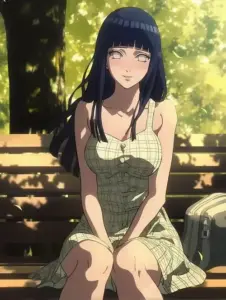 Nàng thơ anime nhìn xuống mặt nước hồ, biểu cảm trầm nhẹ làm ảnh thêm cuốn