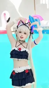 93 Ảnh gái xinh Hàn Quốc cosplay sexy với kiểu tóc buộc cao, phụ kiện tai mèo tinh nghịch