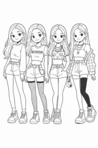 Tranh tô màu nhóm Blackpink đơn giản mà xinh, in ra là bé có ngay giờ chơi vui