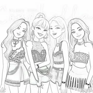 Hình vẽ Blackpink chibi chưa tô màu cực cuốn dành cho fan nhí yêu nghệ thuật
