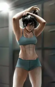 147 Ảnh Mikasa Bikini Sexy nổi bật cơ bụng săn chắc và ánh nhìn sắc lẹm