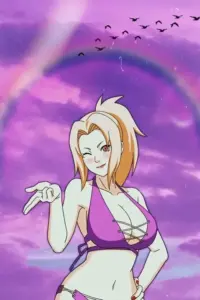 Thần thái của bóng hồng anime trở nên mềm hơn khi cô ngồi thư giãn cạnh hồ bơi